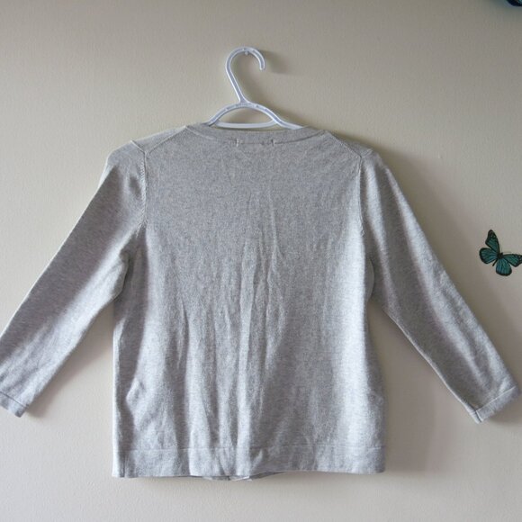 Boden Floral Colorful Rhinestones Buttons Grey Cotton Blend Chic Cardigan Size 6 - Picture 7 of 10